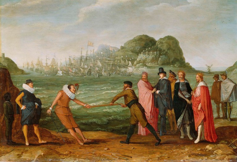05.- Adam Willaerts_Allegorie op de overwinning van de Hollandse op de Spaanse vloot bij Gibraltar, 25 april 1607, ca. 1615-ca. 1630_Rijksmuseum, Ámsterdam